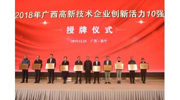 合乐HL8上榜“2018年广西高新技术企业百强、创新活力10强”